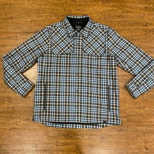 L.L. Bean Blue Plaid Utility Trucker Jacket Full Zip Snap On Shacket Men L Tall
